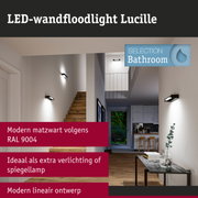 Matzwarte LED-wandfloodlight Lucille met modern lineair ontwerp voor sfeervolle woonverlichting