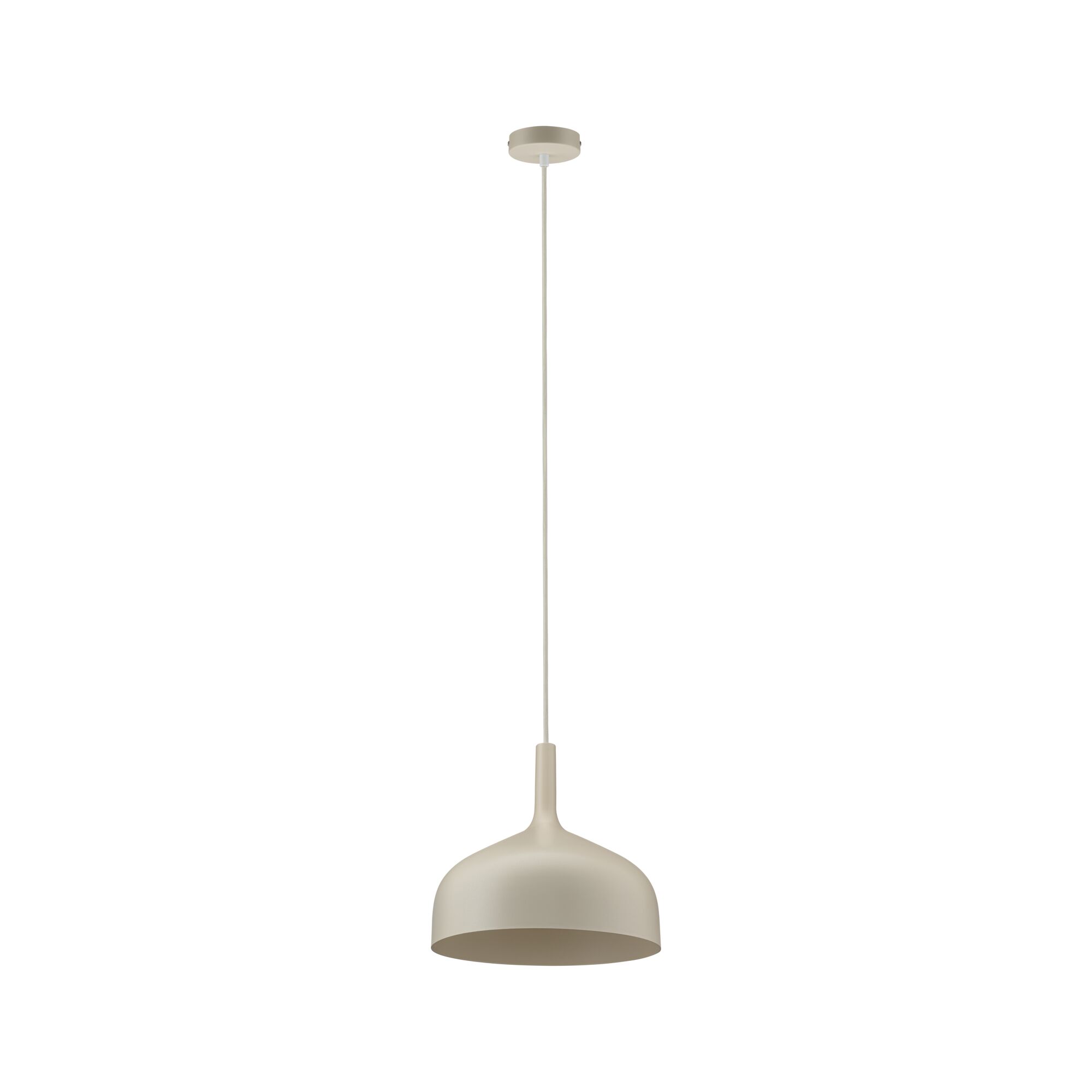 Modern pendant light in matte beige metal with simple design for living spaces