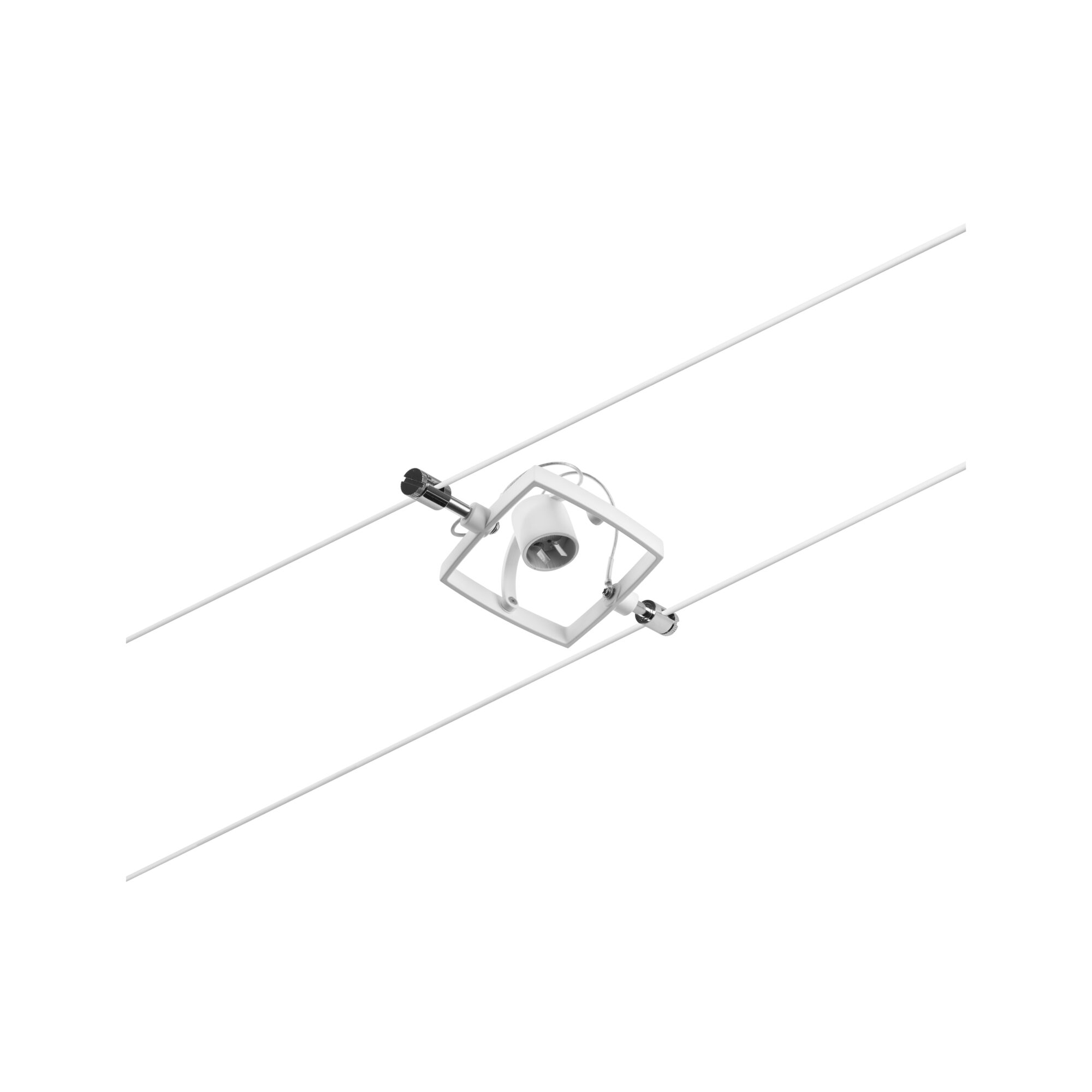 White metal cable spotlight with square frame for flexible lighting solutions