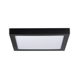 Black square LED ceiling light with white plastic diffuser for modern indoor lighting