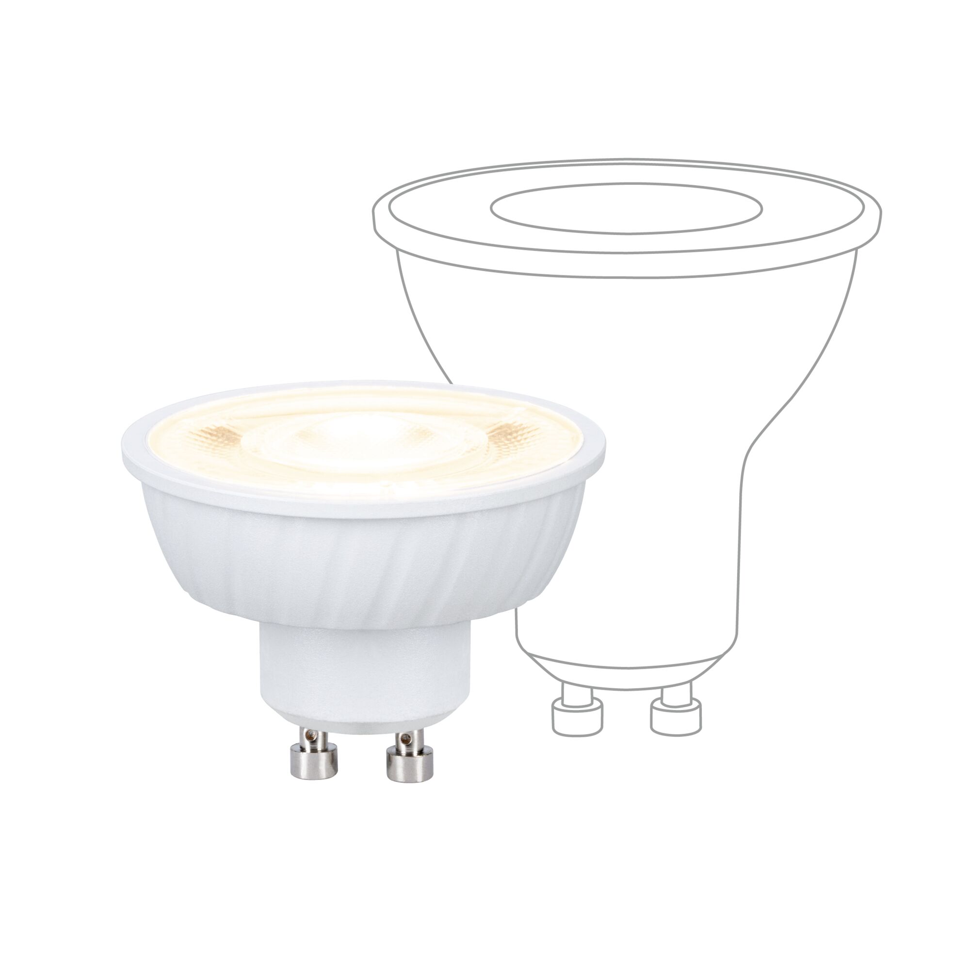 Hvid LED-reflektorlampe med GU10-fatning, energibesparende LED-spot til indendørs belysning