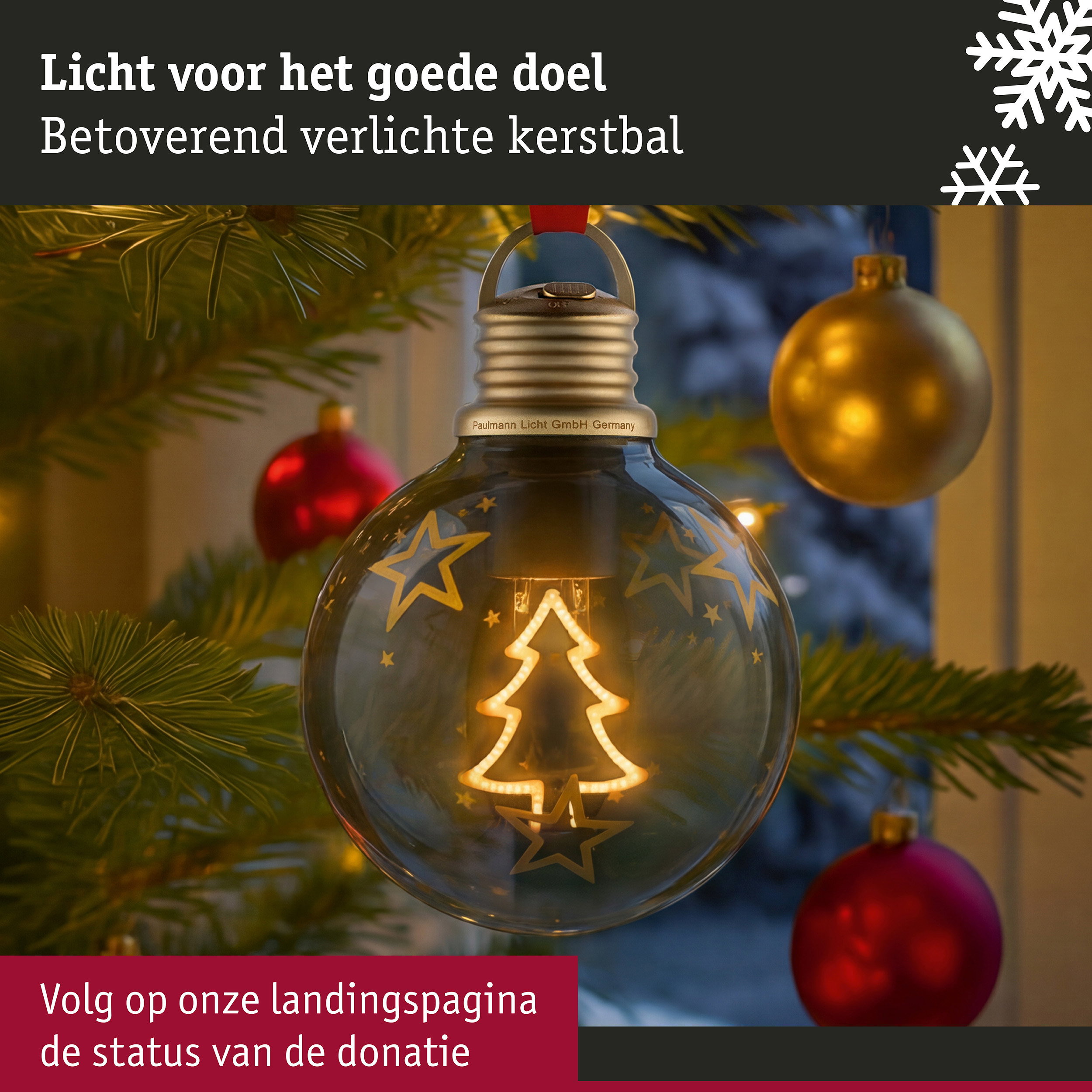 Batterijlamp Kerstbal Tree Bruin, Goud 100mm 2200K