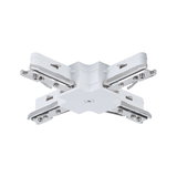 Connecteur en X en plastique blanc avec pièces métalliques chromées pour systèmes d'éclairage sur rail