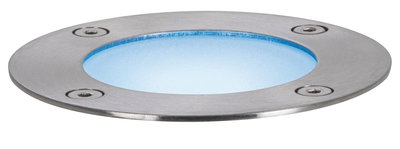 Runder Einbau-LED-Bodenstrahler aus Edelstahl mit blauem Licht für Außenbereiche und Gartenbeleuchtung