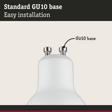 Standard white metal GU10 base for easy installation of LED light bulbs