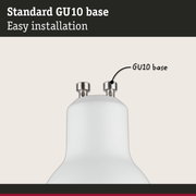 Standard white metal GU10 base for easy installation of LED light bulbs
