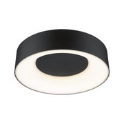 Ronde LED-plafondlamp van matzwart metaal met warm wit licht voor moderne woonruimtes