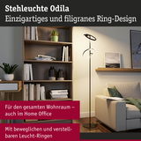 Stehleuchte Odila mit filigranem Ring-Design in Schwarz, verstellbare LED-Ringe für Wohnraum und Home Office