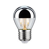 LED-Glühbirne mit silberner Spiegelkappe und transparentem Glas für energiesparende Beleuchtung