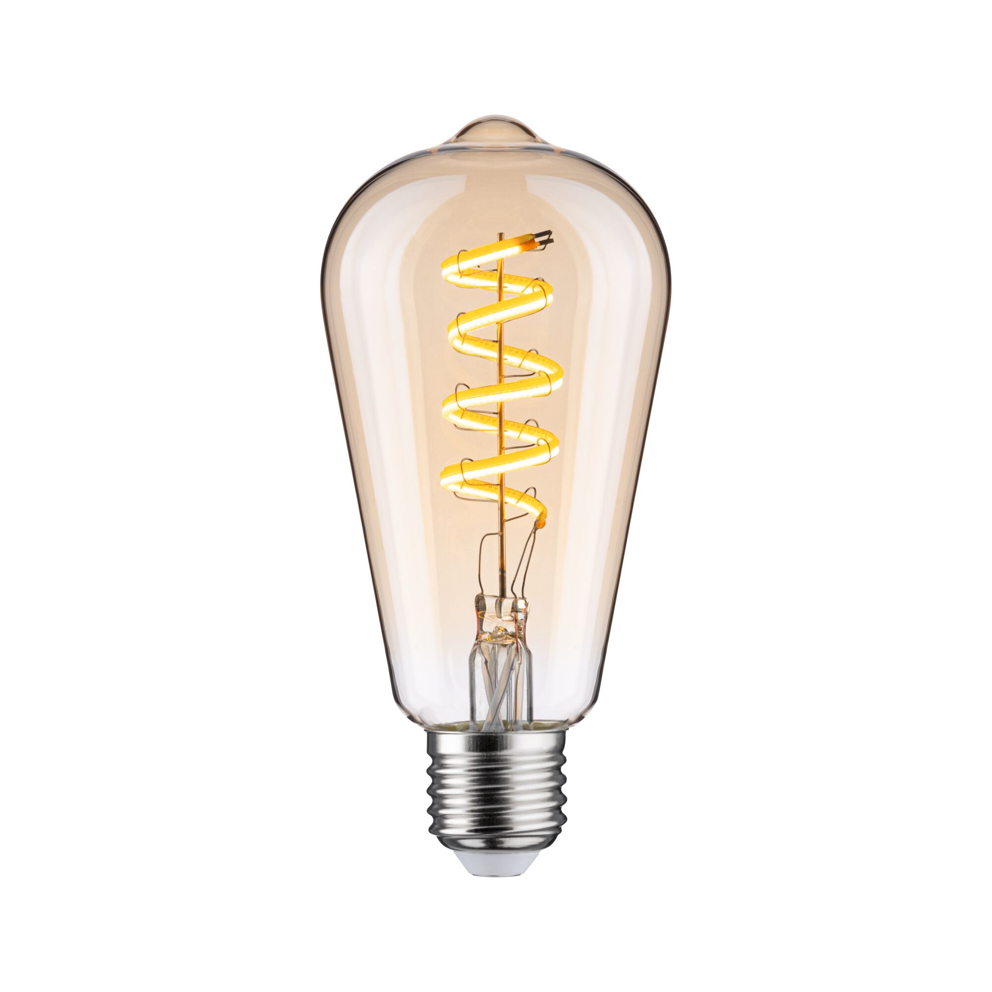 Vintage LED-Glühbirne mit Spiralfaden in Bernsteinfarben und E27-Fassung für dekorative Beleuchtung