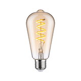 Vintage amber LED filament bulb with spiral design and E27 base for decorative lighting