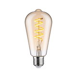 Vintage amber LED filament bulb with spiral design and E27 base for decorative lighting