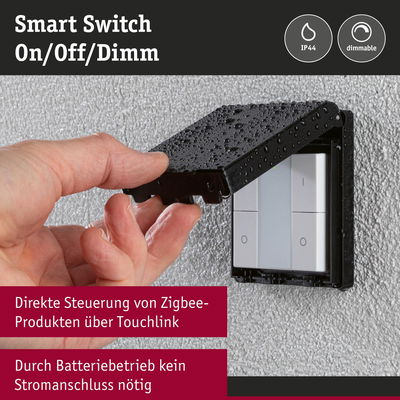Wassergeschützter Smart Switch mit On/Off/Dimm-Funktion und Batteriebetrieb für Zigbee-Steuerung