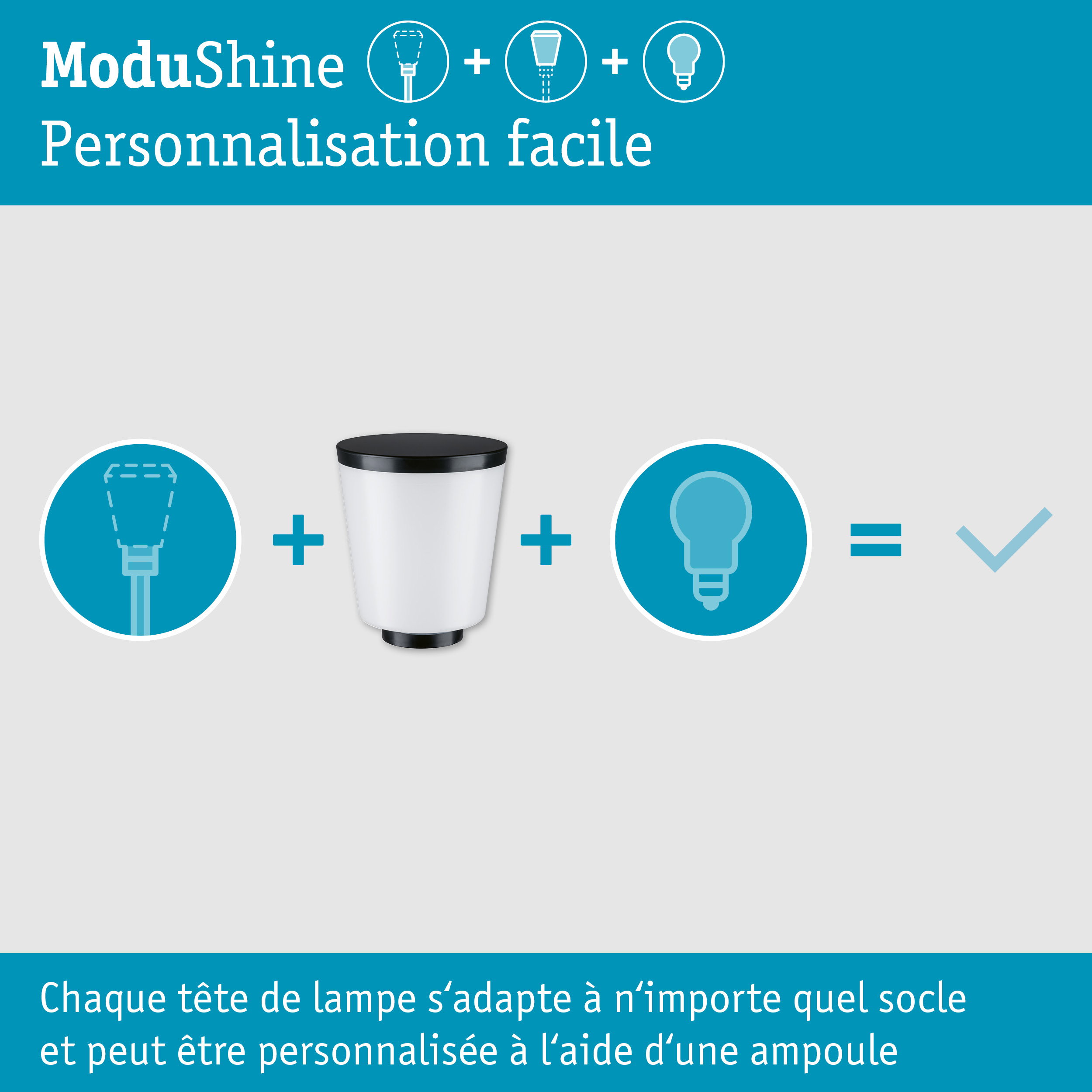 ModuShine Abat-jour Marento IP44 cylindrique Anthracite/Blanc