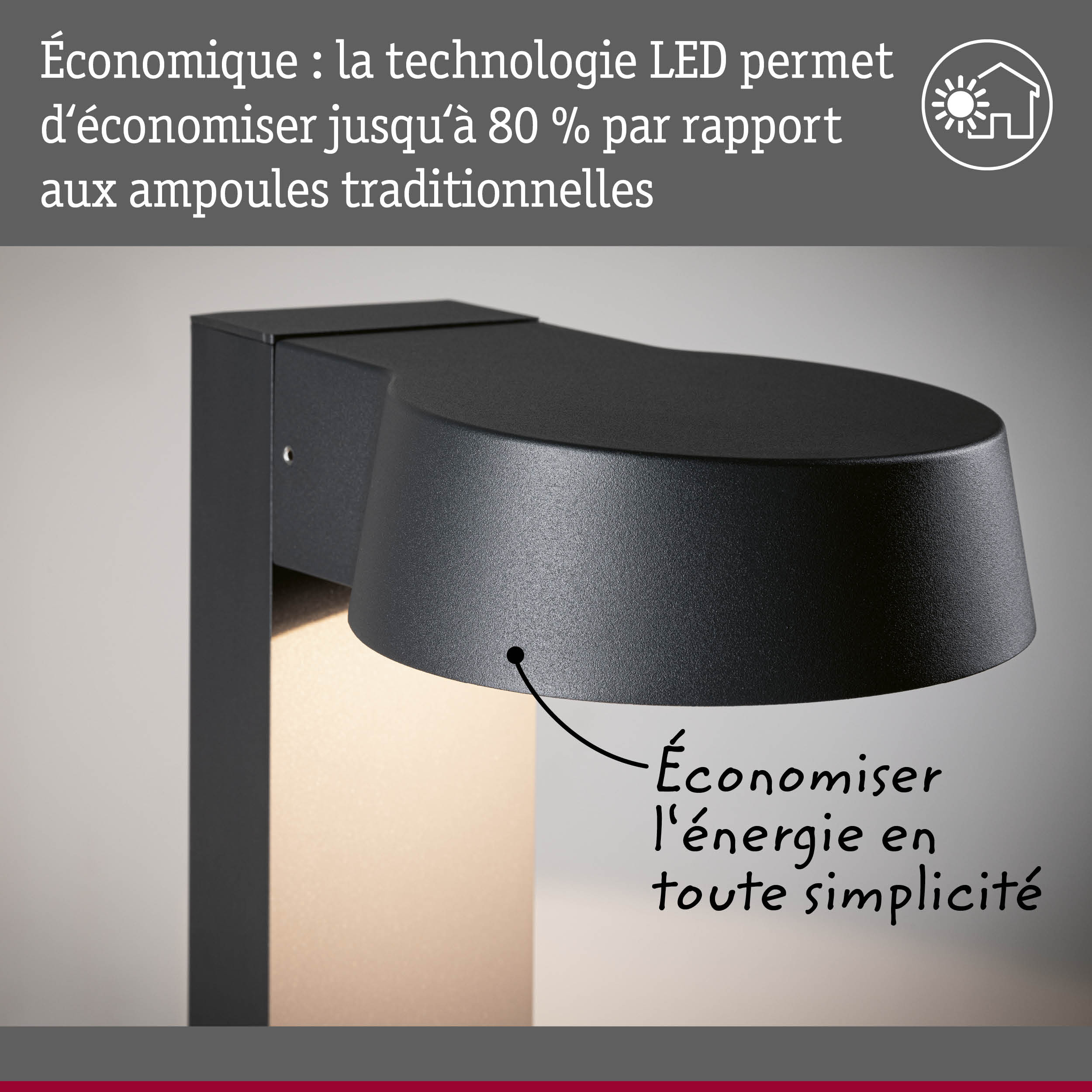 Applique murale LED noire avec technologie économique pour éclairage extérieur moderne de maison