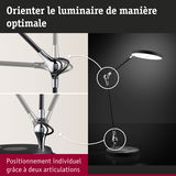 Lampe de bureau LED noire avec deux articulations réglables pour un éclairage personnalisé