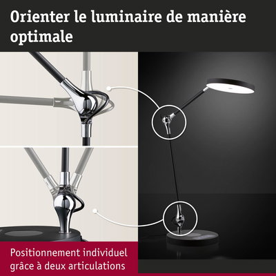 Lampe de bureau LED noire avec deux articulations réglables pour un éclairage personnalisé
