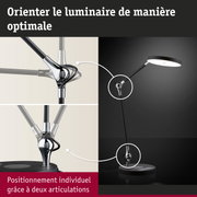 Lampe de bureau LED noire avec deux articulations réglables pour un positionnement optimal de la lumière