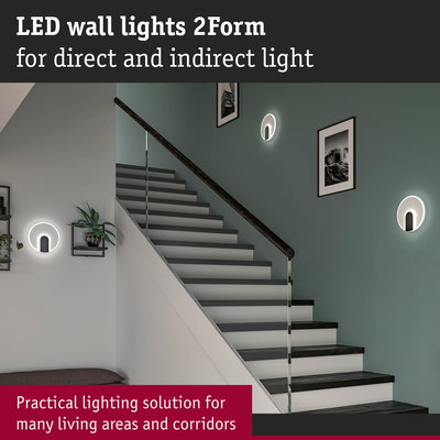 White LED wall lights 2Form for direct and indirect lighting in stairways and corridors