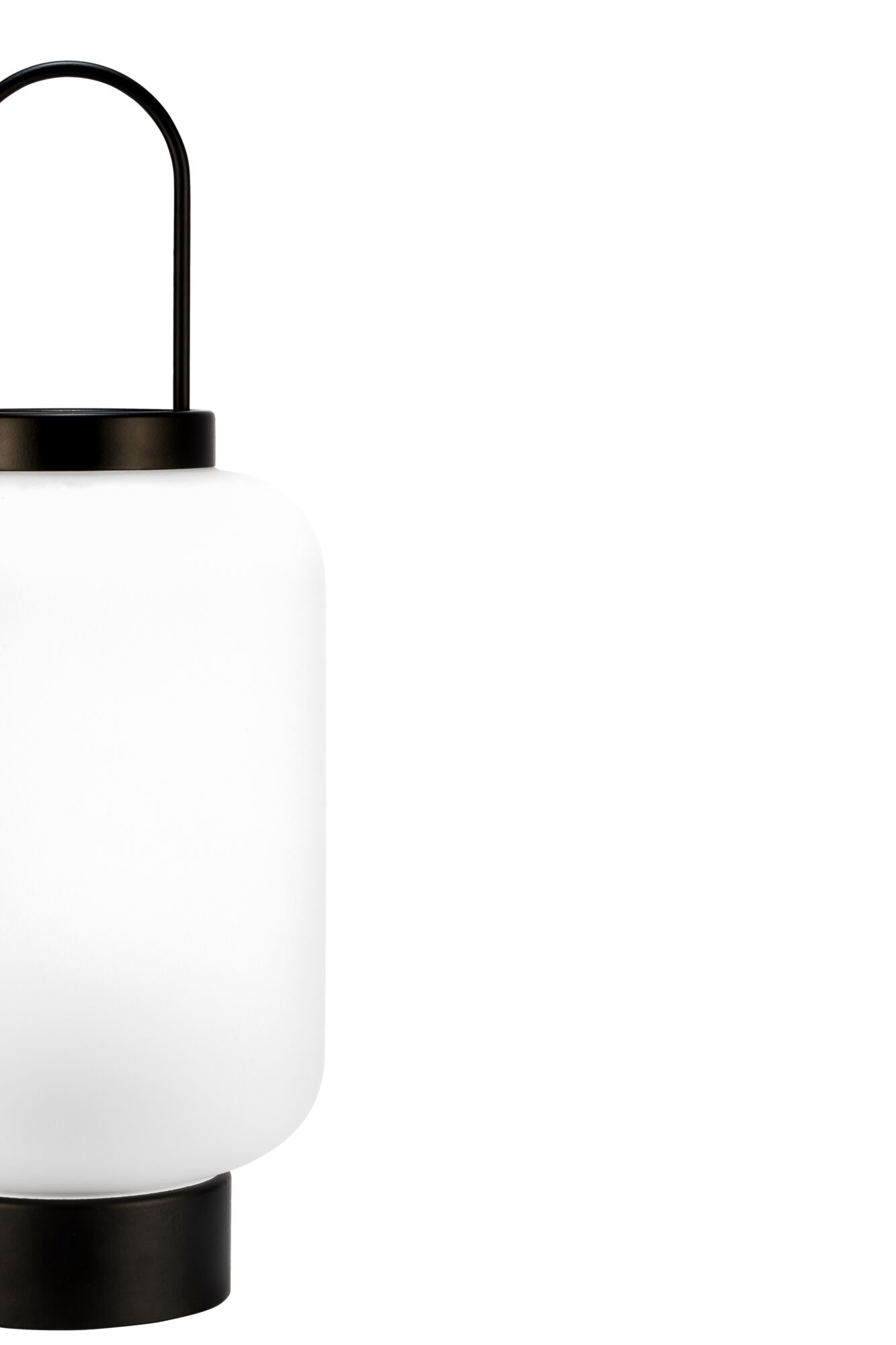 Modern table lamp with white glass and black metal base for stylish home lighting