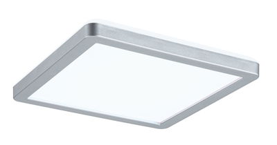 Square LED ceiling light with silver aluminum frame and white diffuser for modern room lighting