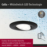 Spot LED encastré noir avec technologie WhiteSwitch pour lumière blanche réglable de 3000K à 6500K