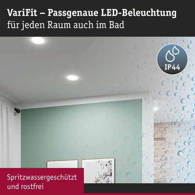 VariFit LED-Einbauleuchten in Weiß, spritzwassergeschützt IP44, ideal für Badezimmerbeleuchtung