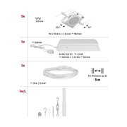 Weißer LED-Einbaustrahler mit 92x92 mm, 355° drehbar, 30° neigbar, inklusive Netzteil und 10 m Kabel