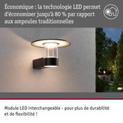 Applique murale extérieure LED noire avec cylindre en verre et technologie LED économique sur mur gris