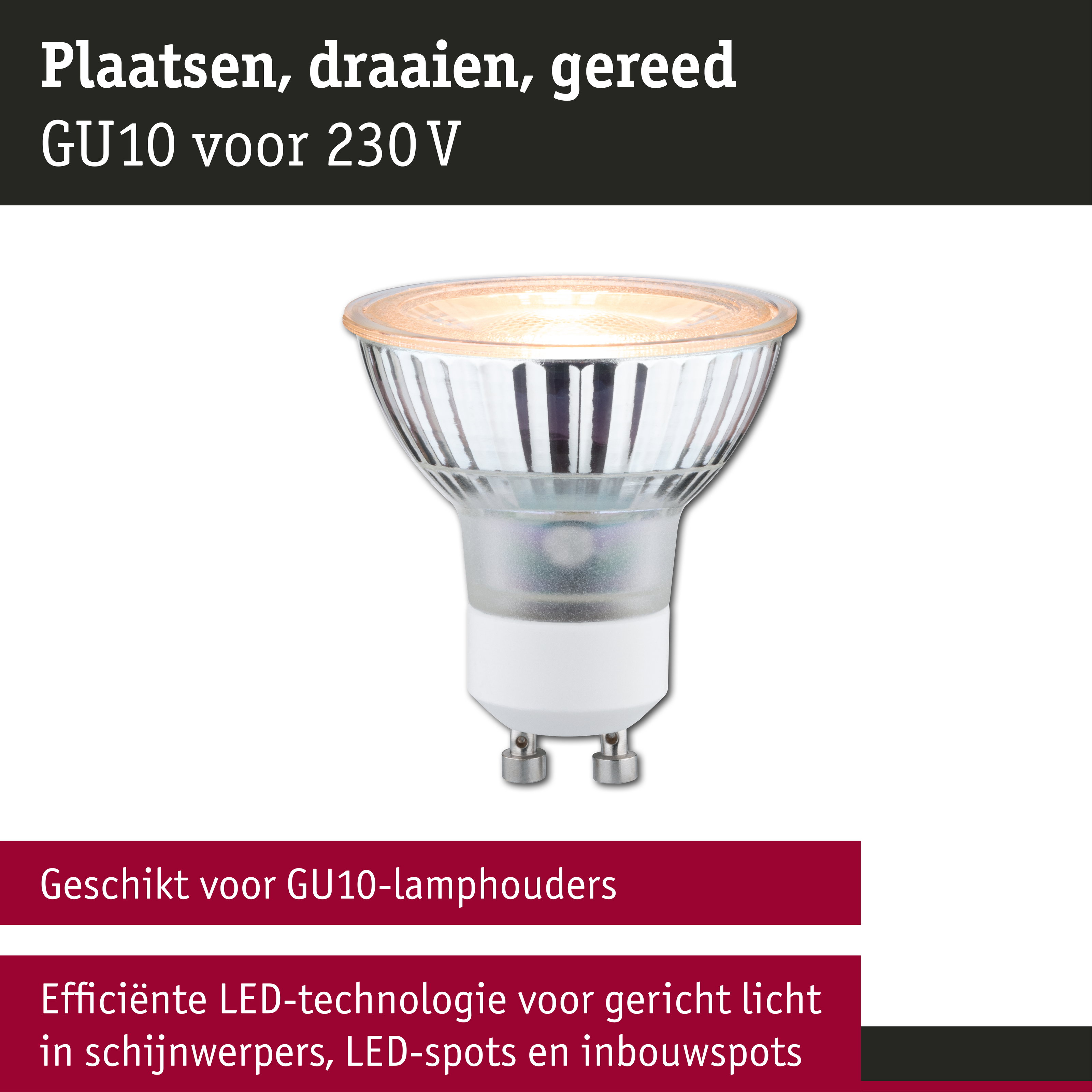 Standaard 230 V LED-reflector GU10 insectvriendelijk 320lm 4,3W 2200K Zilver