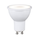 White LED reflector lamp with GU10 base made of plastic for energy-efficient lighting