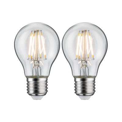 Two clear LED filament bulbs with E27 base for energy-efficient lighting and vintage style