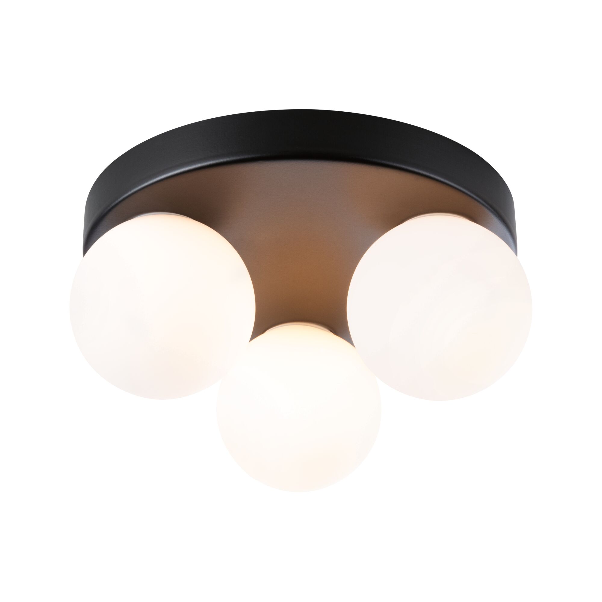 Selection Bathroom Plafonnier Gove IP44 G9 230V max. 3x20W gradable Noir mat/Satiné Plafonnier avec trois globes en verre blanc et base en métal noir pour éclairage moderne