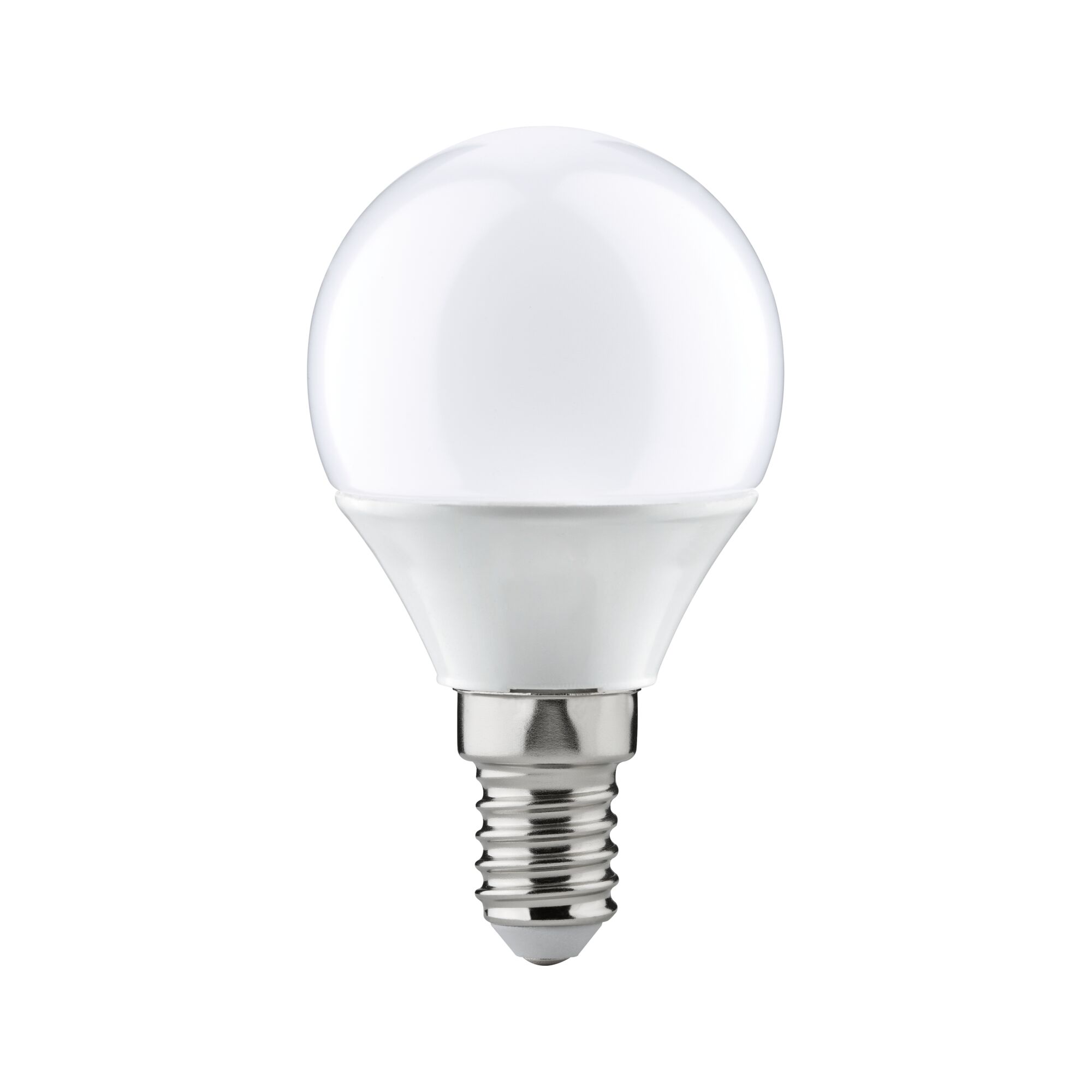 White LED bulb with E14 base made of plastic and metal for energy-efficient lighting