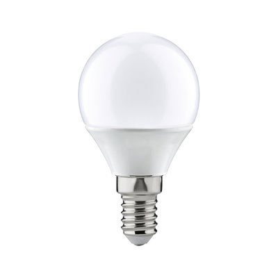Weiße LED-Lampe mit E14-Sockel aus Kunststoff und Metall für energiesparende Beleuchtung