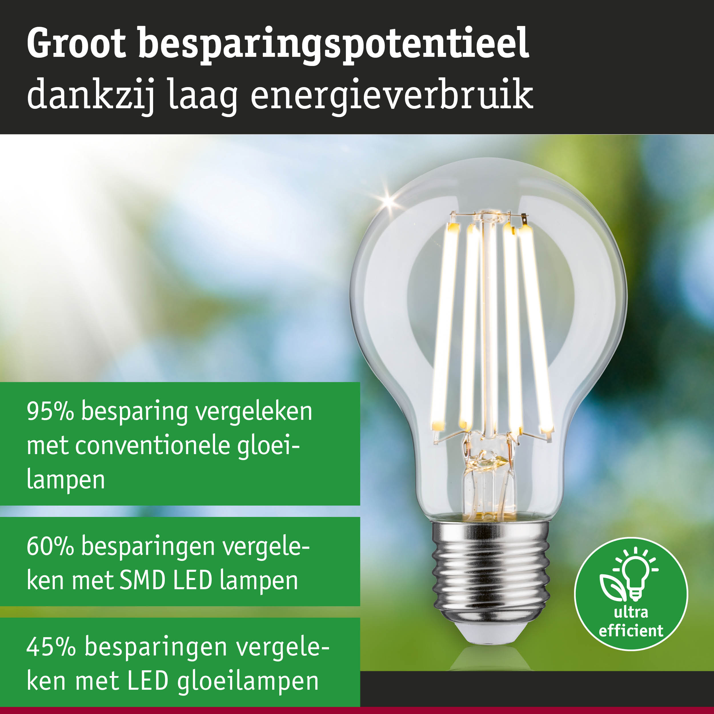 Energiezuinige LED-gloeilamp met groot besparingspotentieel en milieuvriendelijk ontwerp