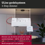 Witte ULline 3-staps LED-dimmer met kabels voor wandschakelaar, dimbaar op 100%, 50% en 10%