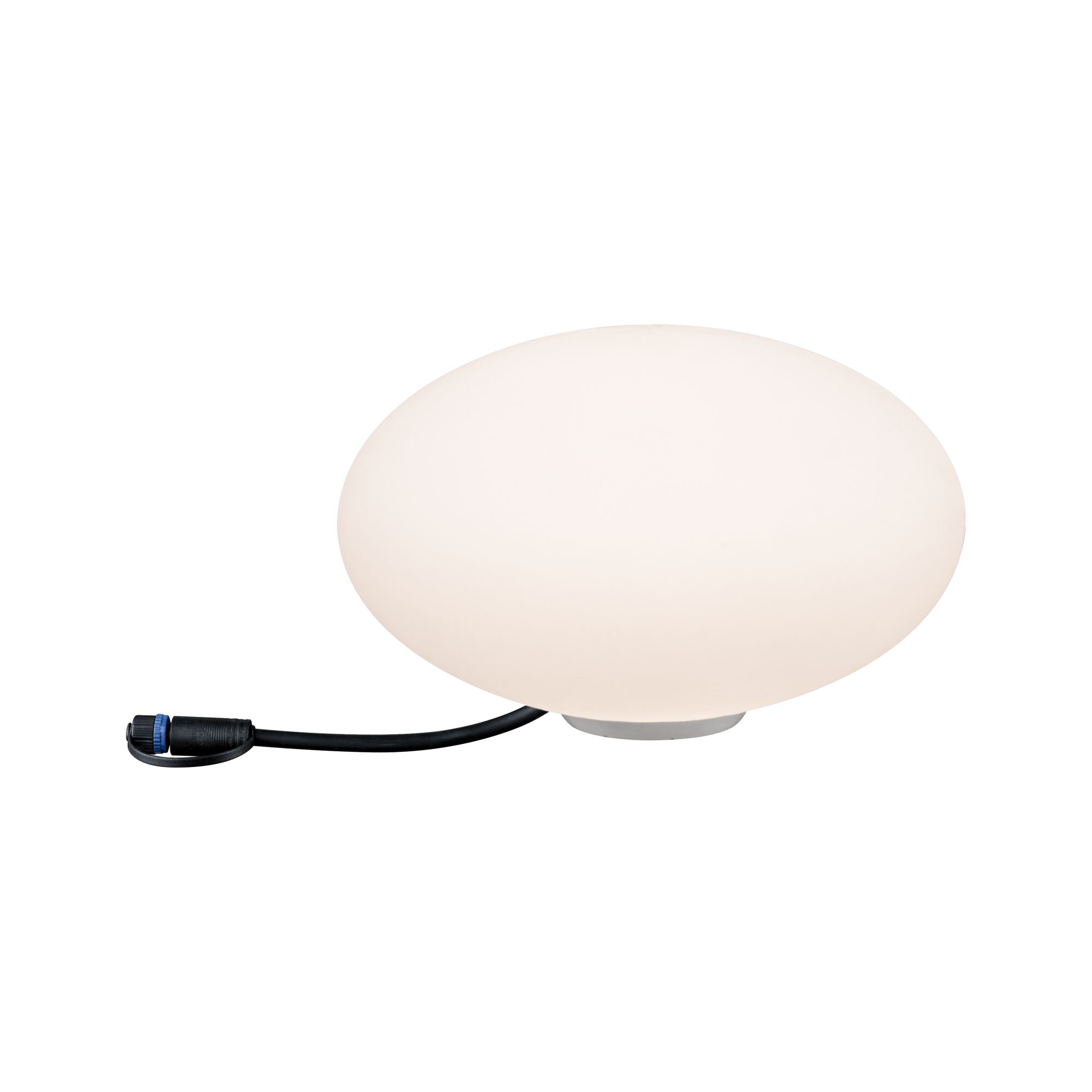 Ronde witte LED-lamp met zwarte kabel voor moderne binnenverlichting en energiezuinige verlichting