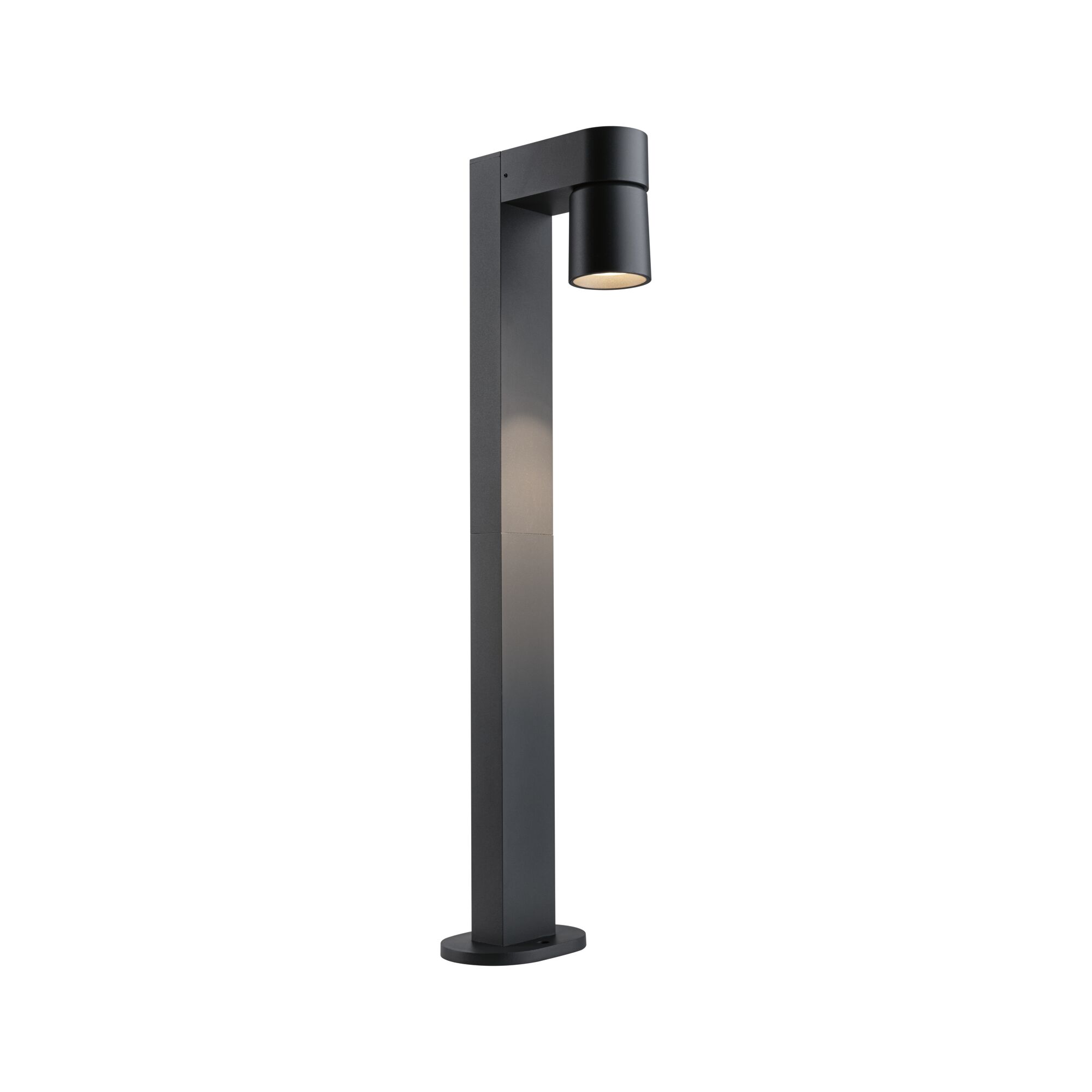 Modern black aluminum outdoor lamp post with LED spotlight for garden lighting