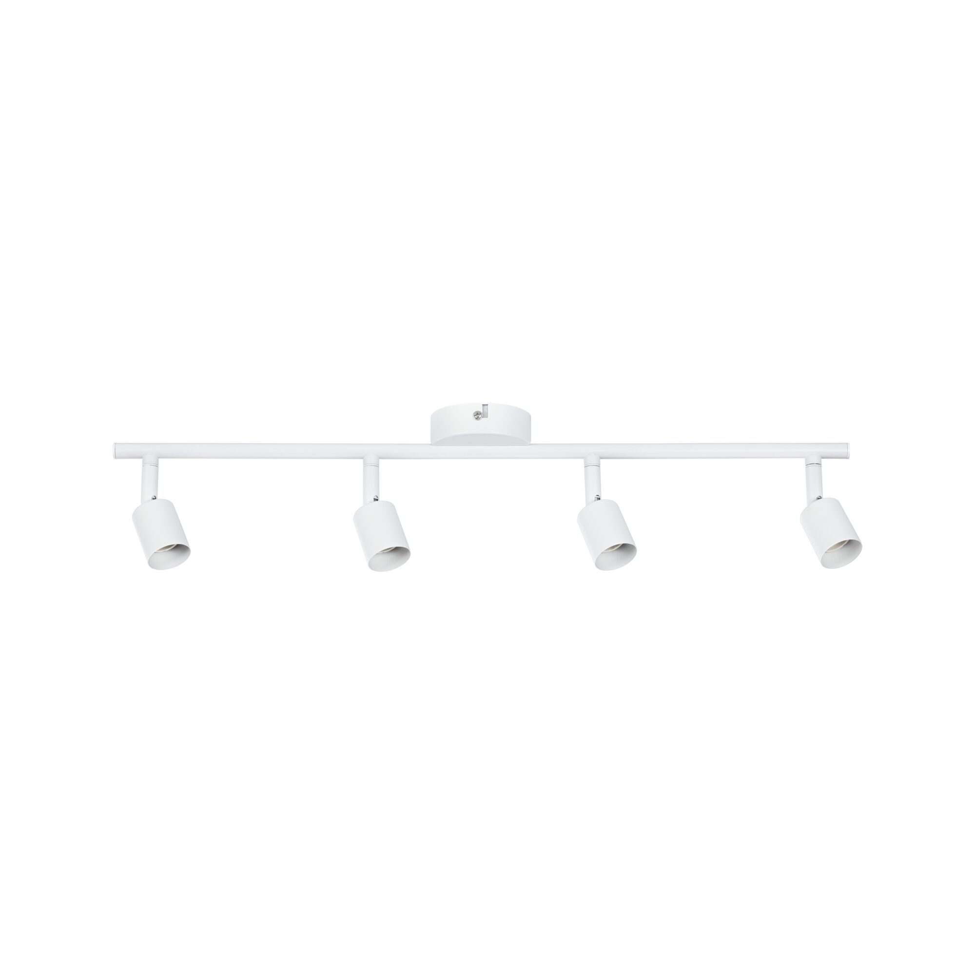 Moderne witte metalen plafondspot met vier verstelbare koppen voor flexibele verlichting