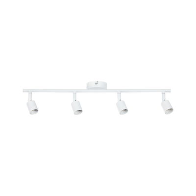 Moderne witte metalen plafondspot met vier verstelbare koppen voor flexibele verlichting