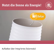 Weißes Produkt mit integriertem Solarmodul zur Nutzung von Solarenergie für nachhaltige Stromversorgung