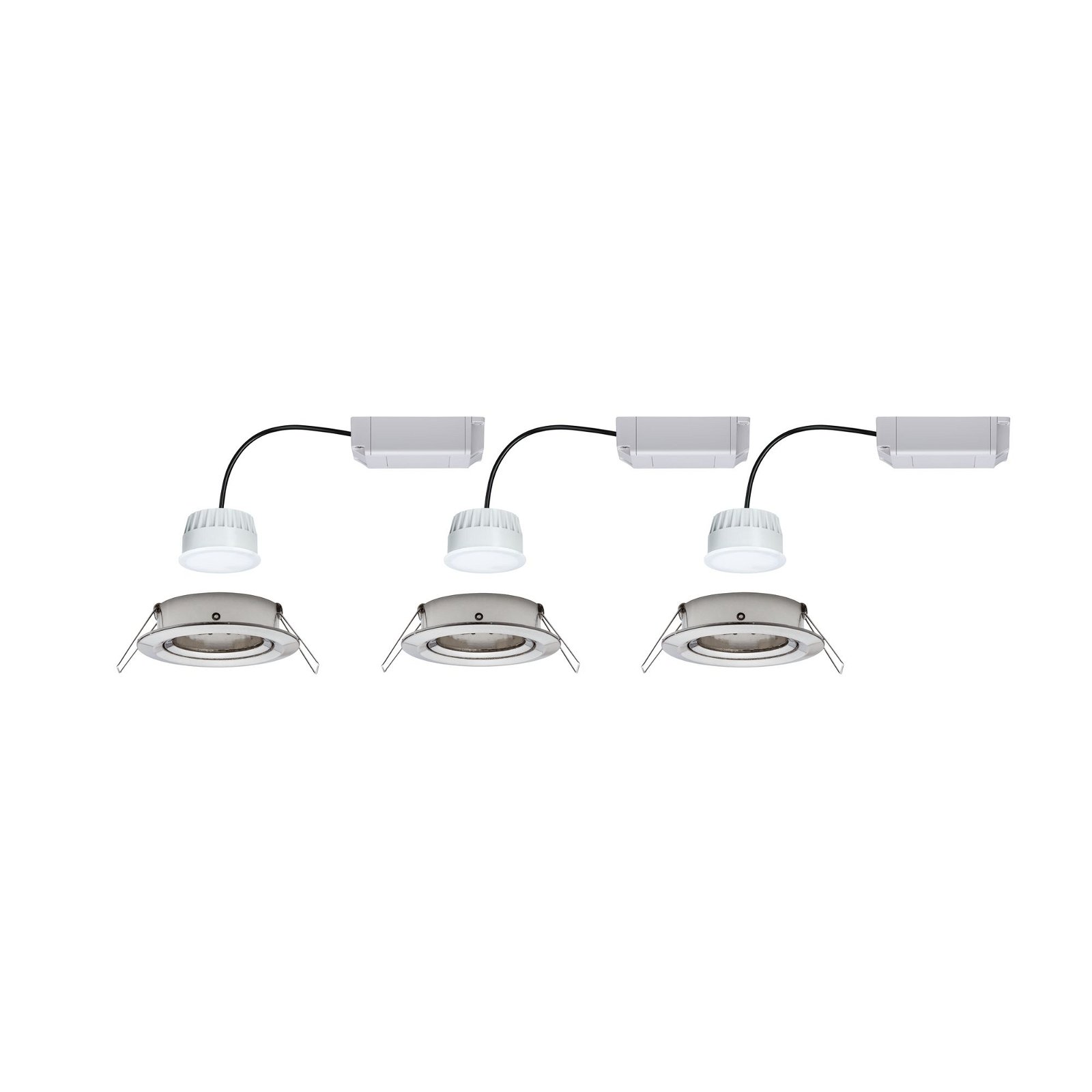 LED Recessed luminaire Smart Home Zigbee Nova Plus Coin Basic Set Swivelling round 84mm 50° Coin 3x2,5W 3x85lm 230V dimmable RGBW Brushed iron
