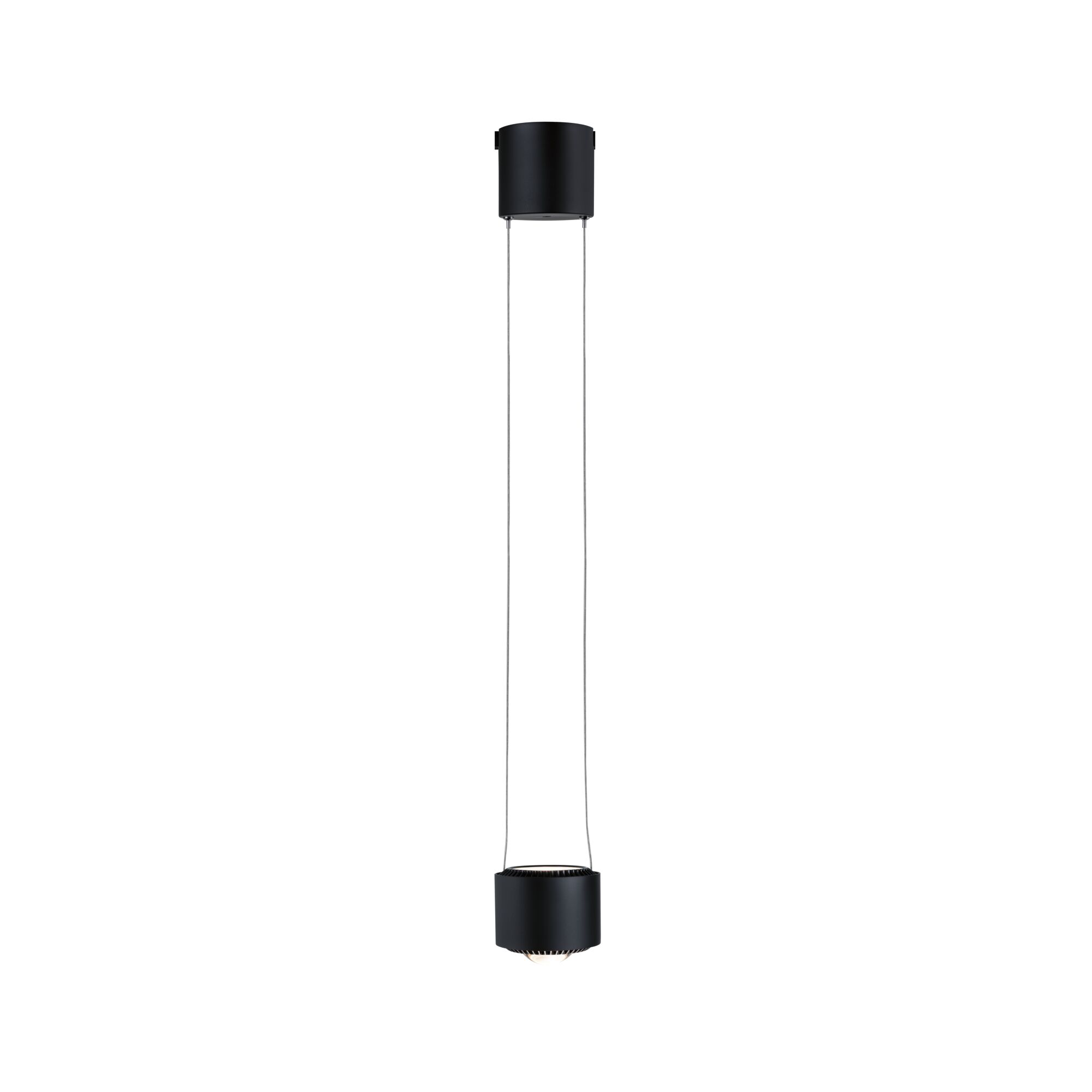 Schwarze LED Pendelleuchte aus Metall mit minimalistischer Form und dimmbarer Funktion für moderne Innenräume