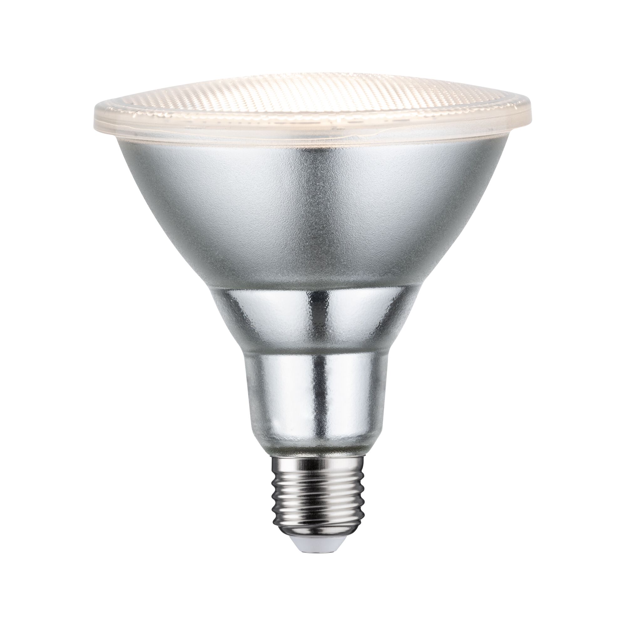Zilverkleurige metalen reflector lamp met E27-fitting voor energiezuinige verlichting