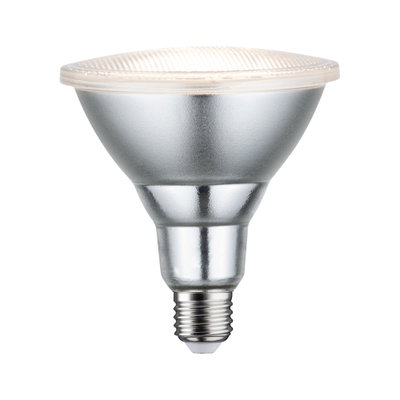 Reflektorlampe mit E27-Fassung in silberner Metalloptik für energiesparende Beleuchtung