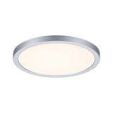 Runde LED-Deckenleuchte mit silbernem Aluminiumrahmen und warmweißem Licht für moderne Wohnräume