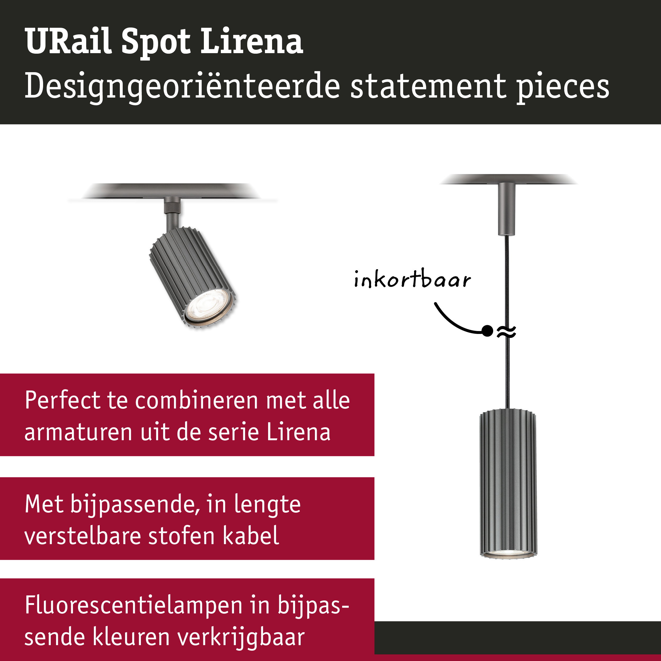 URail Railspot Lirena GU10 max. 10W 230V Titaanium