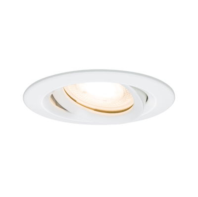White recessed spotlight made of plastic with warm white LED light for modern indoor lighting