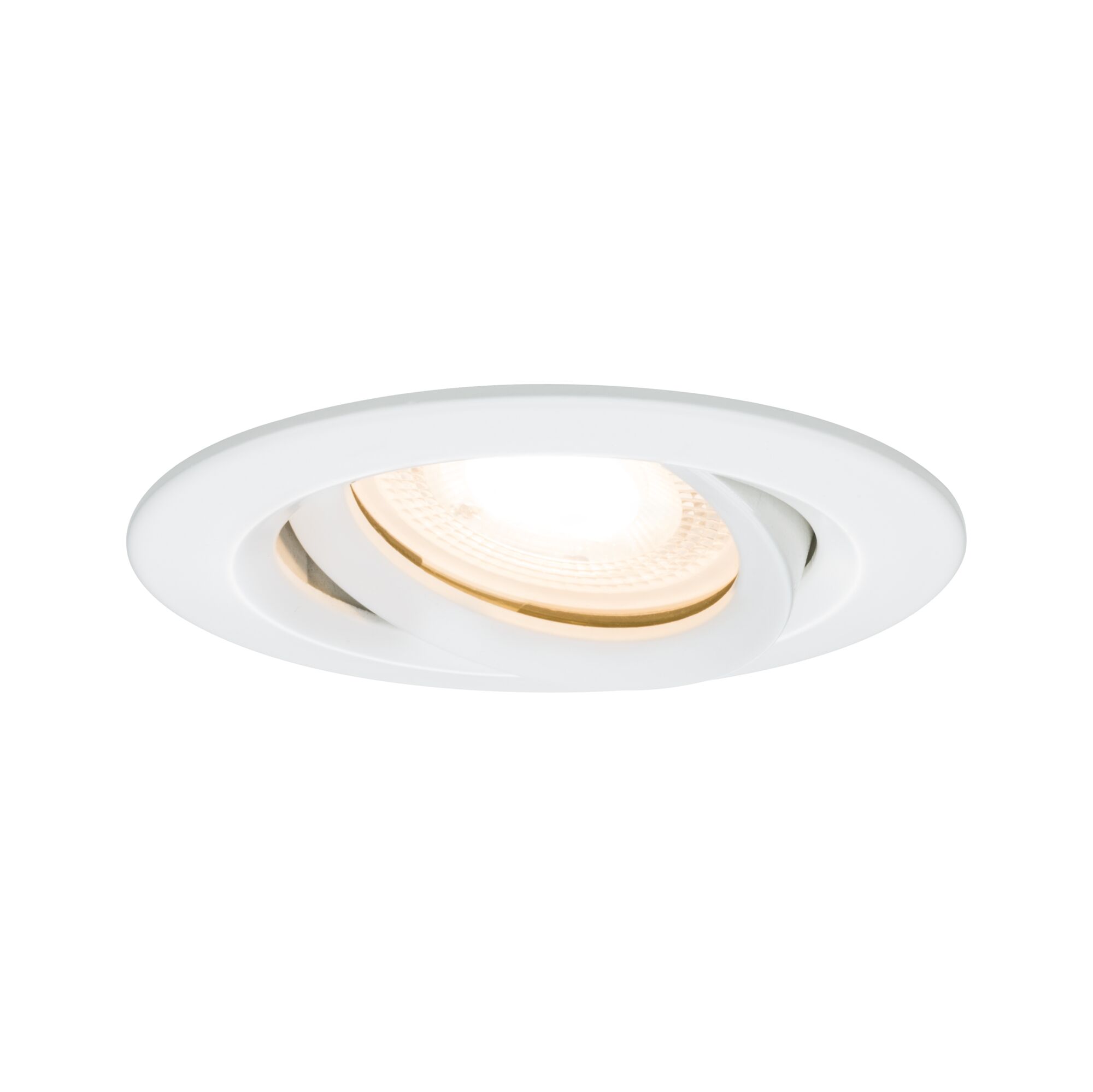 Einbauleuchte Nova Plus schwenkbar IP65 rund 93mm 30° GU5,3 / GU10 max. 35W 230/12V dimmbar Weiß matt Weißer Einbaustrahler aus Metall mit warmweißem LED-Licht für moderne Innenbeleuchtung